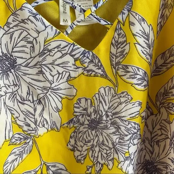 Japna Yellow Floral Spaghetti Strap Flowy Tank Top Medium - Picture 6 of 6